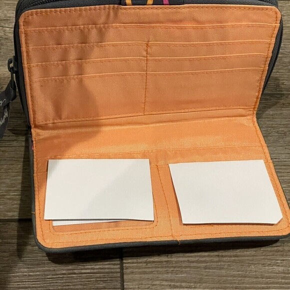 New Vera Bradley Jazzy Swirls Turnlock Wallet Retired NWT Pink Orange Gray - Picture 9 of 10